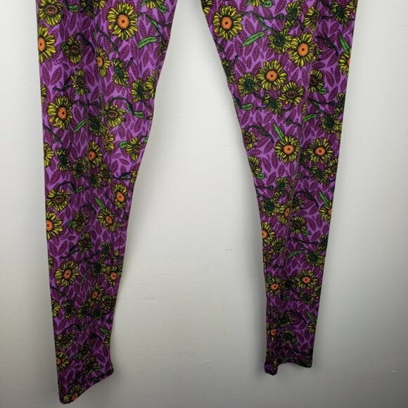 LulaRoe Purple Sunflower Leggings - Picture 3 of 7